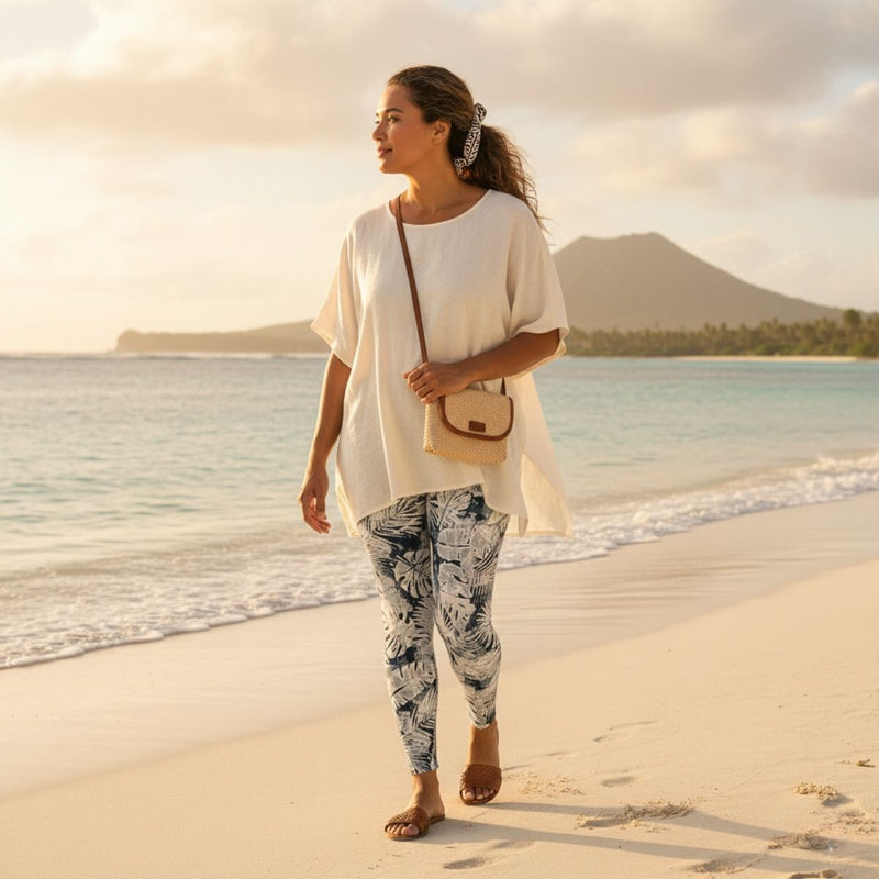 IslandFlex Mid - Rise Leggings - Tiavi Mist - AU/NZ/USA - The Koko Samoa