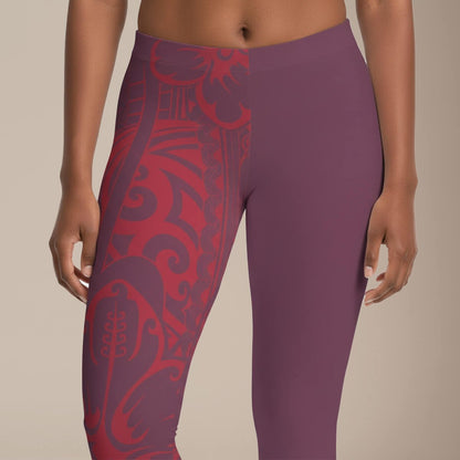 IslandFlex Mid - Rise Leggings - Winterberry Red - AU/NZ/USA - The Koko Samoa