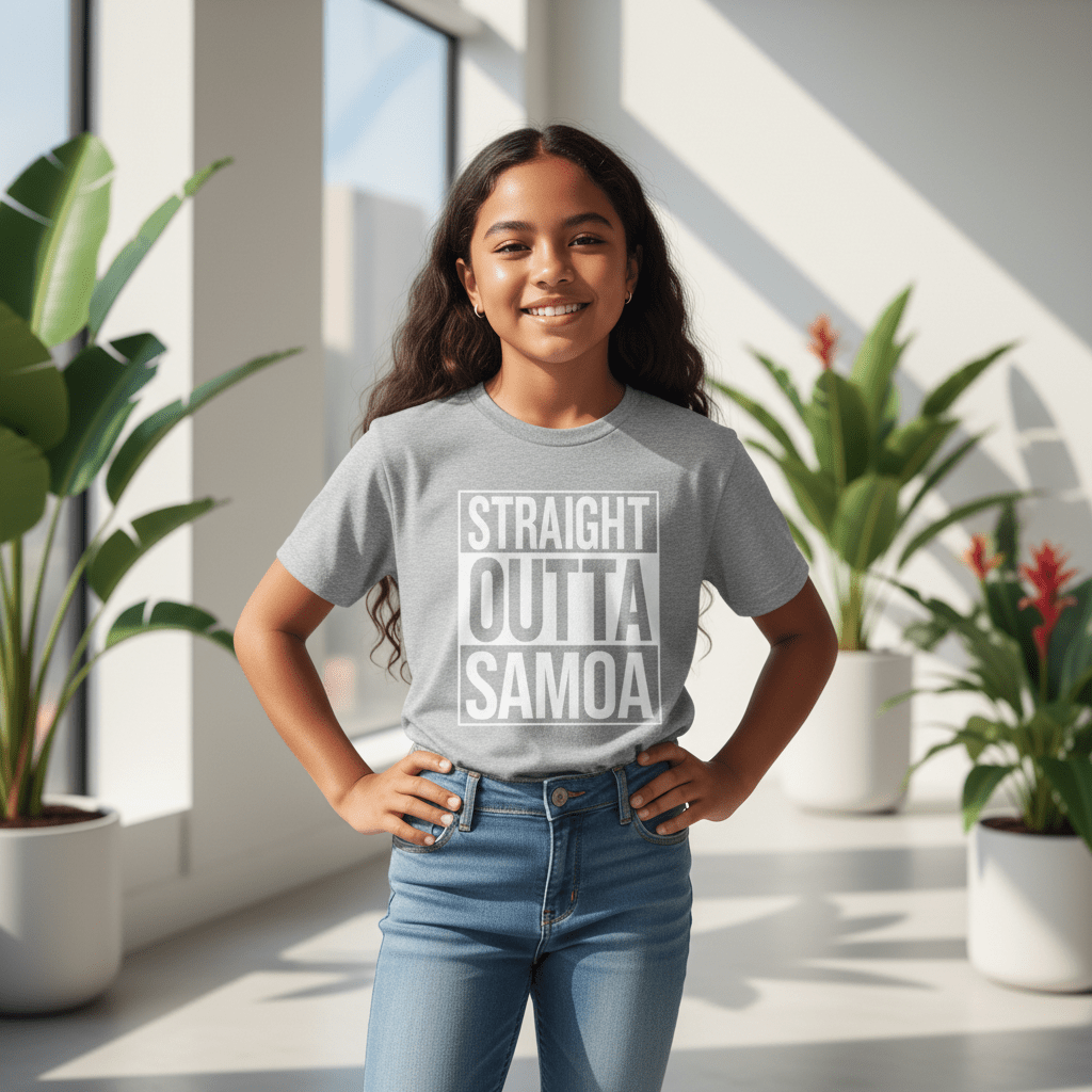 Kids Heavy Cotton Tee - Straight Outta Samoa - USA - The Koko Samoa