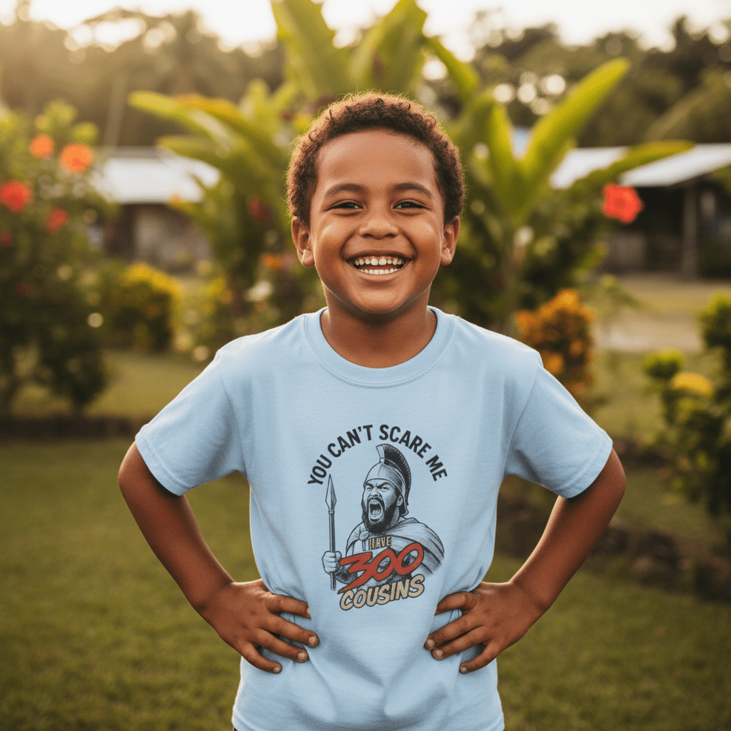 Kids unisex tee from The Print Bar featuring a 300 Cousins USA, Samoa, and AU/NZ design, casual cotton kids T-shirt.