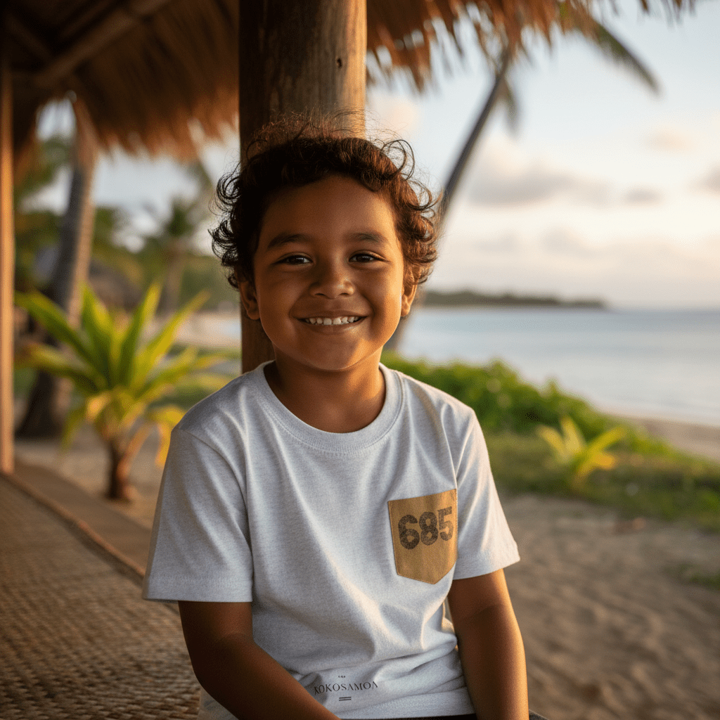 Kids unisex T-shirt with pocket from The Print Bar, featuring a casual design in vibrant colors.