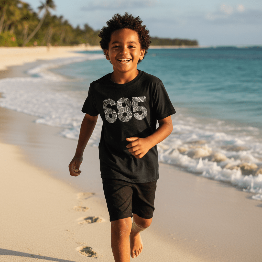 Kids unisex tee from The Print Bar featuring a colorful design inspired by Samoa, suitable for children of all genders.