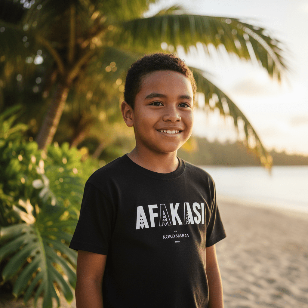 Kids unisex Afakasi T-shirt by The Print Bar featuring a vibrant design, perfect for children, in a casual, comfortable style.
