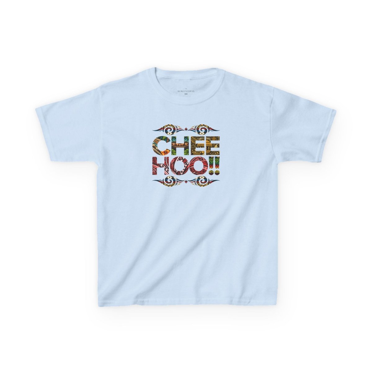 Kids unisex CHEEHOO! T-shirt by The Print Bar featuring fun, colorful design for children, suitable for boys and girls.