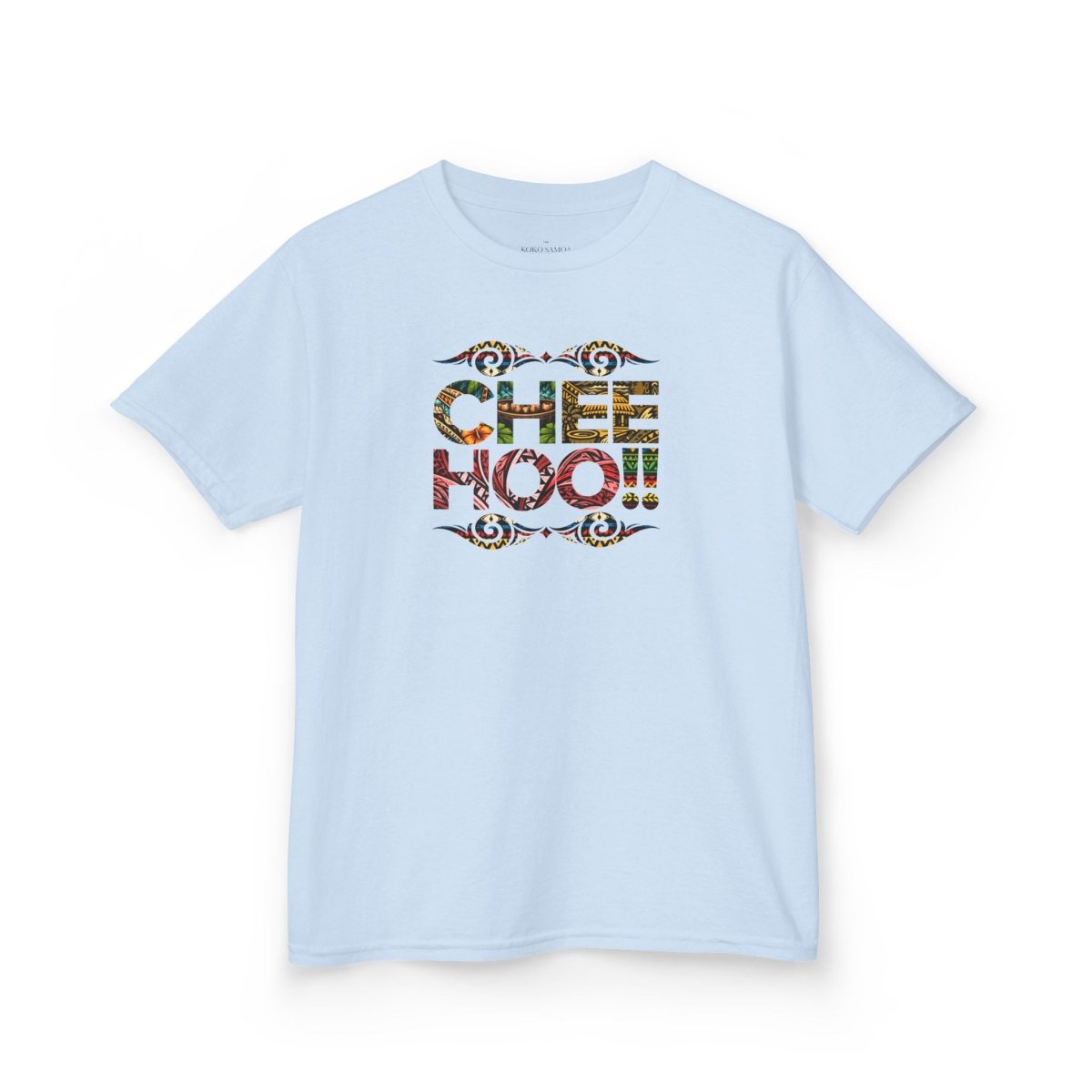 Kids unisex CHEEHOO!! T-shirt by The Print Bar, featuring colorful fun design for children, suitable for boys and girls.