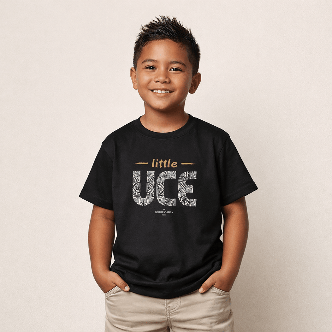 Kids unisex tee from The Print Bar featuring Little Uce design, casual cotton t-shirt for children in AU/NZ sizes.