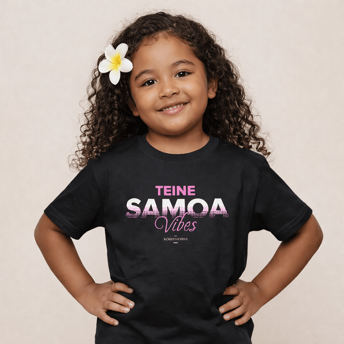Kids unisex Tee featuring Teine Samoa Vibes by The Print Bar, with colorful Samoan-inspired design on a comfortable cotton shirt.