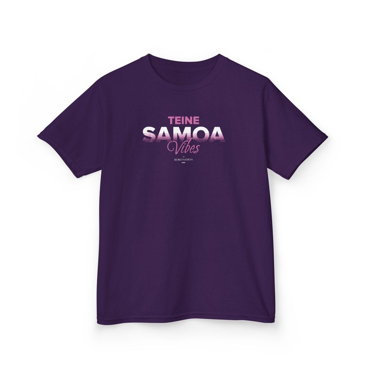 Kids unisex T-shirt featuring Samoa Vibes design by The Print Bar, showcasing colorful island-inspired artwork on a comfortable tee.