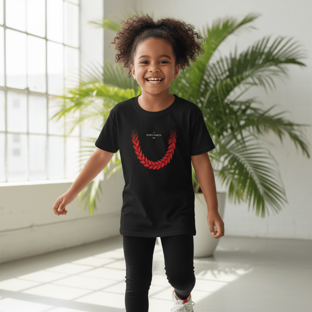 Kids unisex tee by Ula Fala from The Print Bar, featuring colorful tropical design, suitable for children, casual wear.
