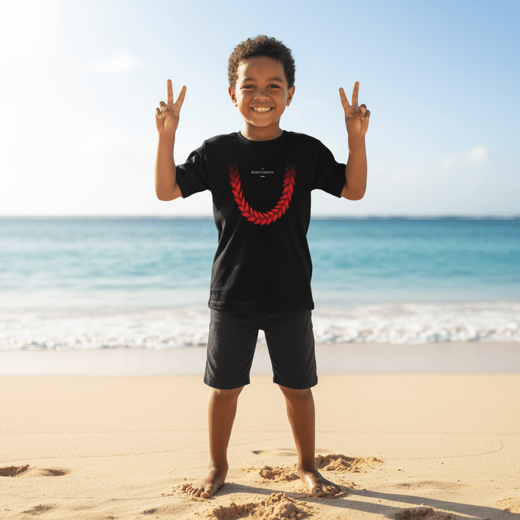 Kids unisex Ula Fala T-shirt by The Print Bar, featuring colorful tropical design for boys and girls.