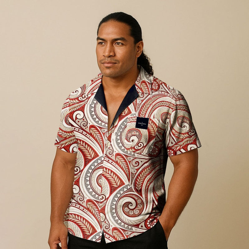 KoaTech™ - Hawaiian Button - Down Shirt - Firecrest - AU/NZ/USA - The Koko Samoa