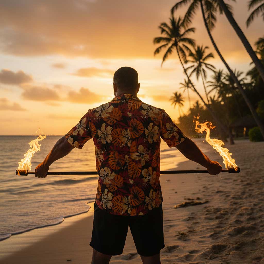 KoaTech™ - Hawaiian Button - Down Shirt - Lalomanu Ember - AU/NZ/USA - The Koko Samoa