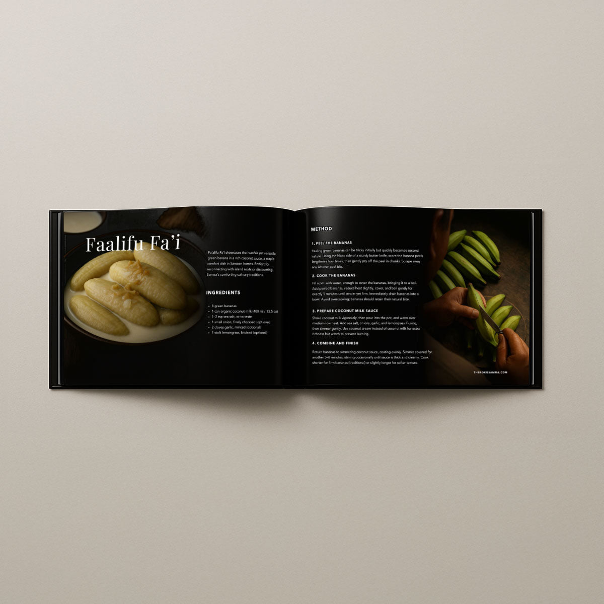 Hardcover cookbook titled Samoan Delights featuring 24 traditional Samoan recipes, expanded edition, by Lulu Direct.
