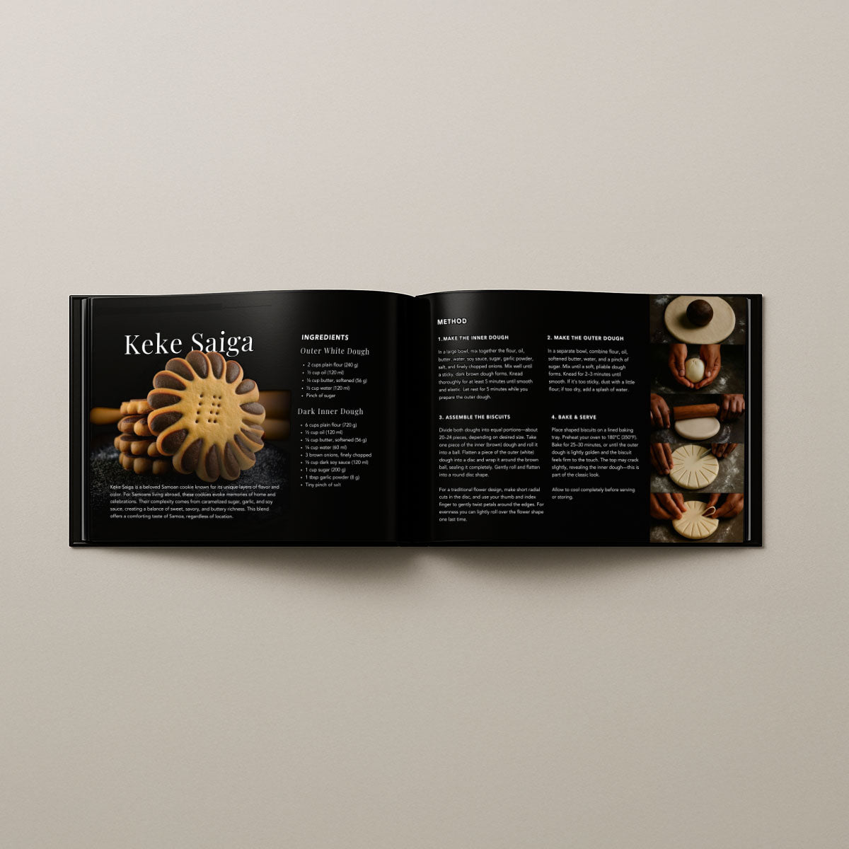 Hardcover of Samoan Delights cookbook featuring 24 traditional Samoan recipes, expanded edition by Lulu Direct.