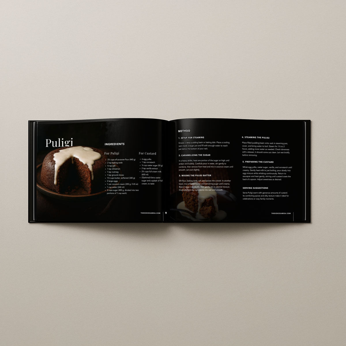 Hardcover of Samoan Delights cookbook with 24 traditional Samoan recipes, published by Lulu Direct, featuring vibrant cover art.