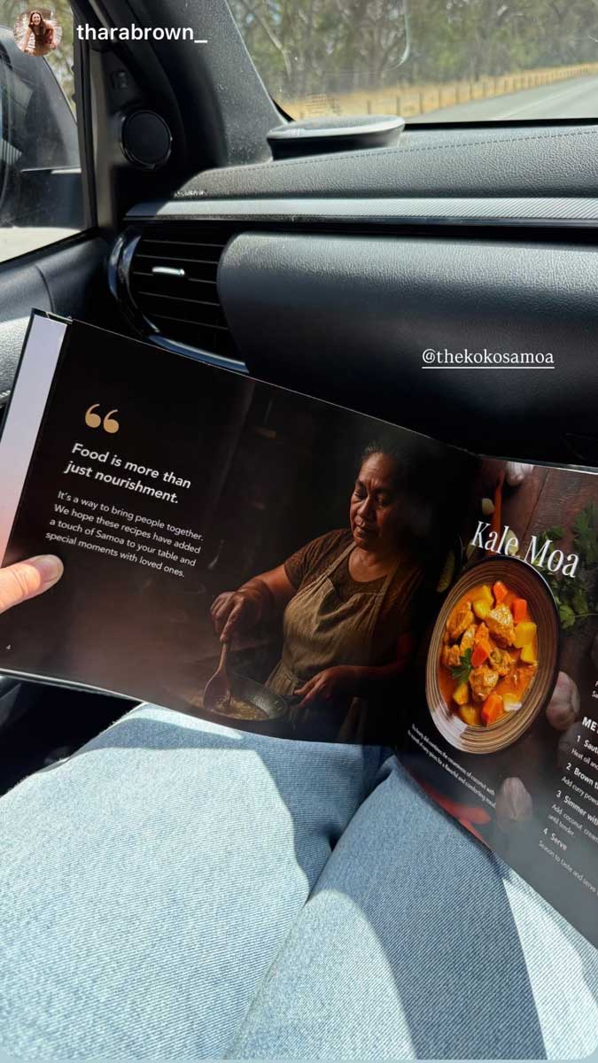 Hardcover A4 book titled Samoan Delights with 12 Samoan recipes, published by Lulu Direct, featuring colorful recipe images.