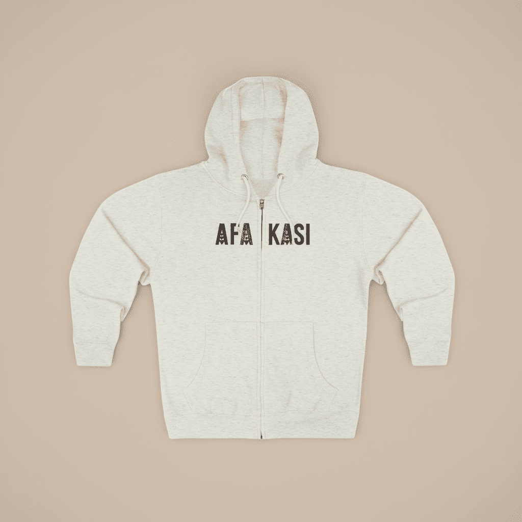 Unisex black zip hoodie by Monster Digital featuring AFAKASI design, perfect for AU, NZ, and USA styles.