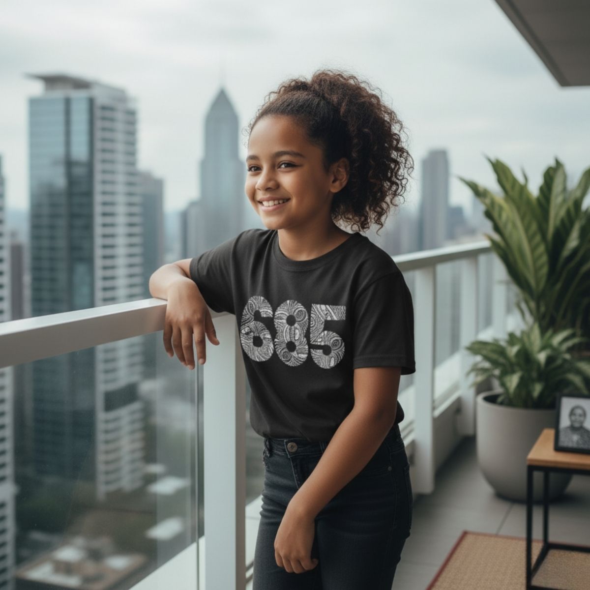 Black kids unisex tee featuring a colorful monster digital print, suitable for boys and girls, by The Print Bar.