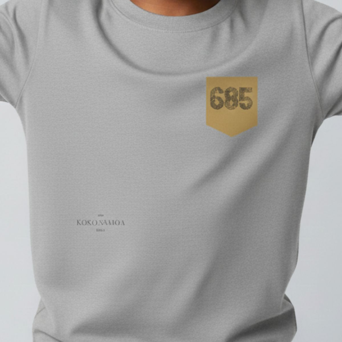 Kids unisex navy tee with monster digital print and chest pocket, made by The Print Bar, perfect for casual wear.