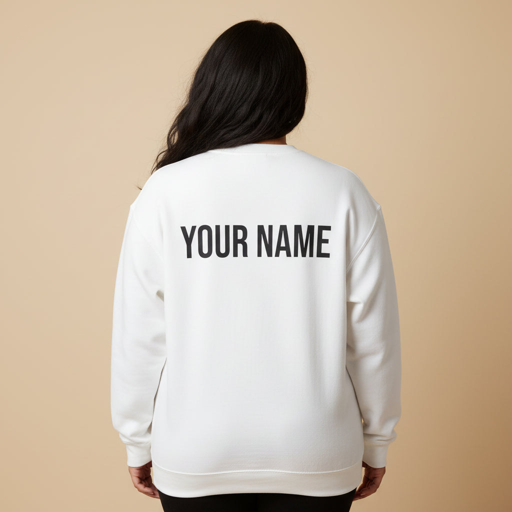 Unisex heavy sweatshirt featuring personalized Afakasi design in ash color, suitable for casual wear.