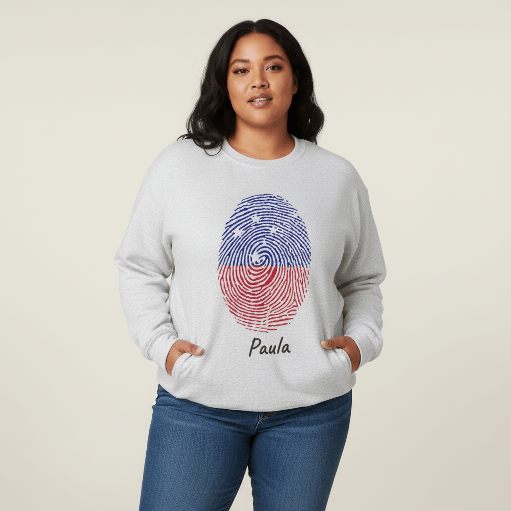 Unisex heavy sweatshirt featuring a monster digital print on ash-colored fabric, personalized with "My Identity" text.