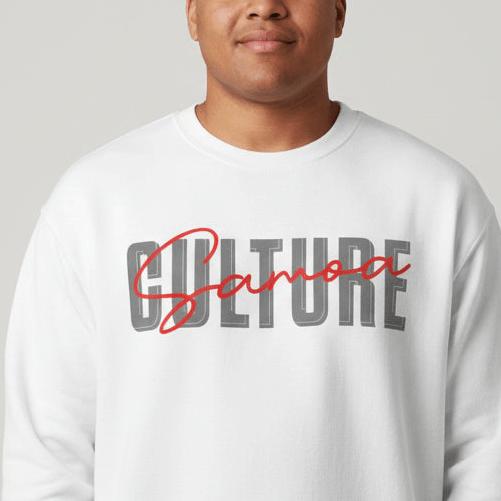 Unisex heavy sweatshirt featuring Samoan culture design, personalized, in ash color, suitable for casual wear.