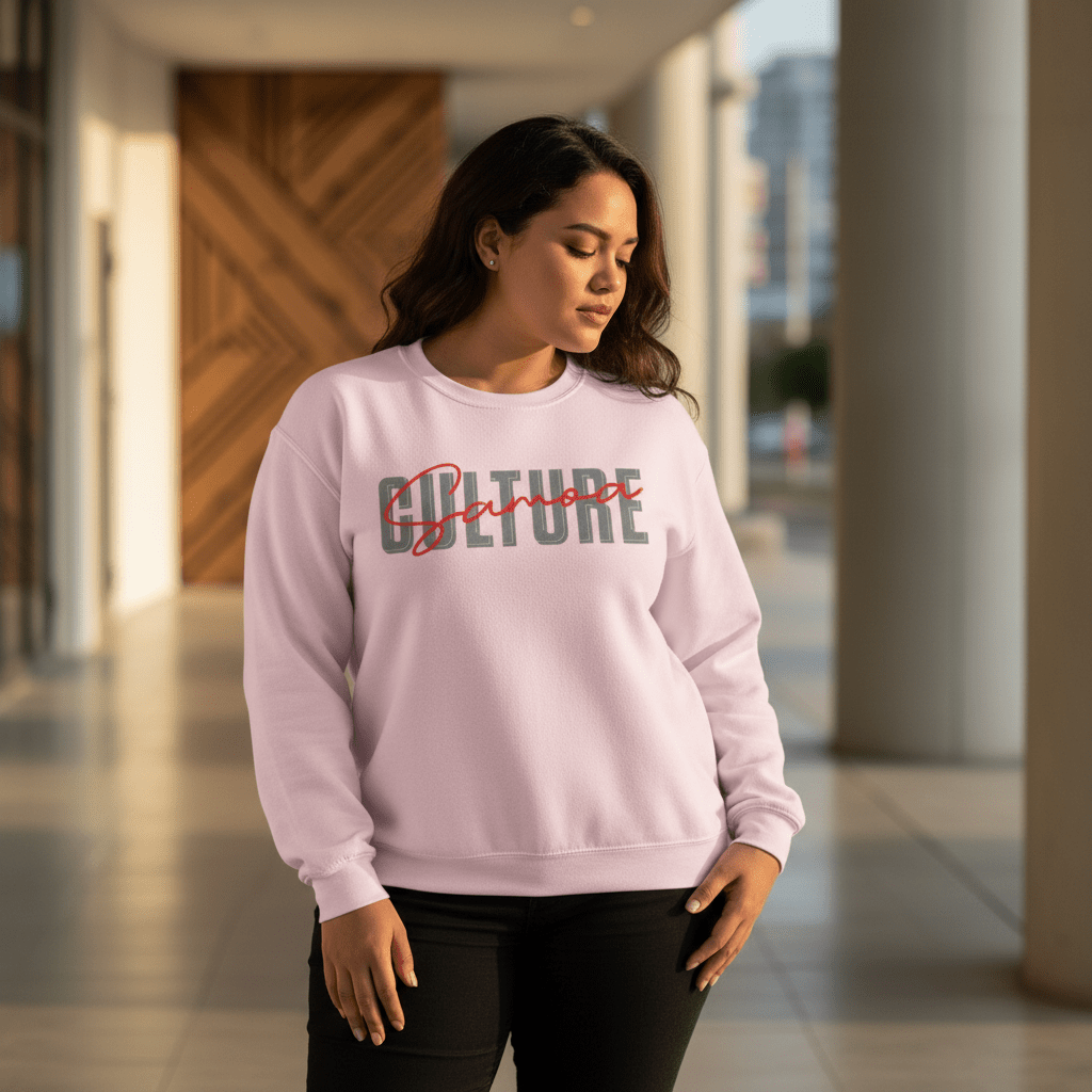 Unisex heavy sweatshirt featuring Samoan culture design, personalized, in ash color, suitable for all genders.