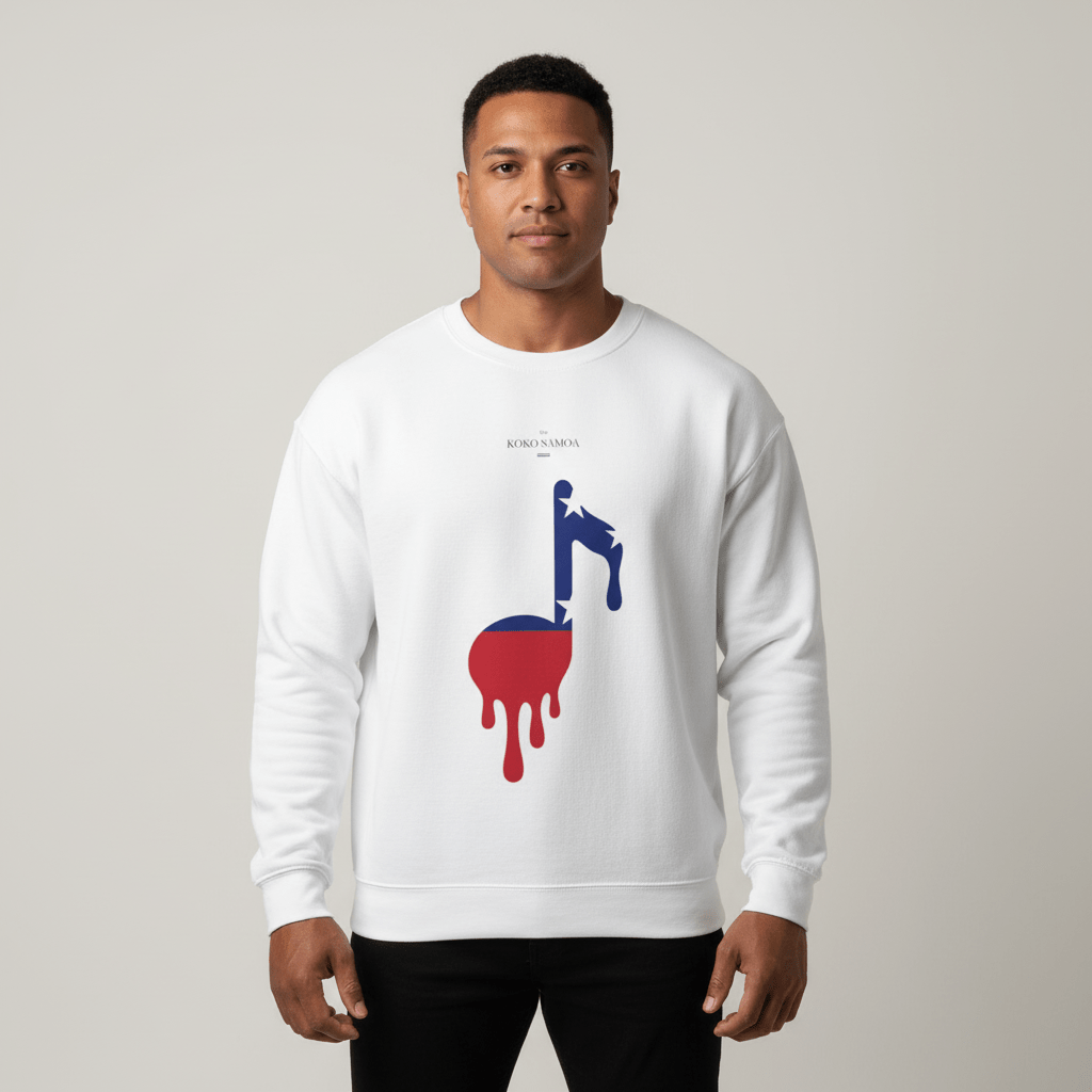 Unisex heavy sweatshirt by Monster Digital with Samoan note design in ash color, personalized for USA.