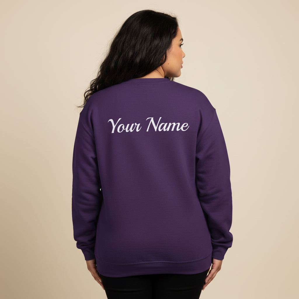 Unisex heavy sweatshirt featuring a dark heather color and personalized Samoan design print.