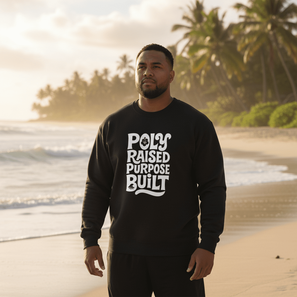 Unisex heavy sweatshirt in dark heather, featuring poly raised personalized design, perfect for casual wear.