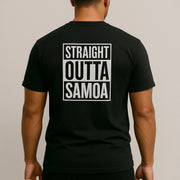 Black heavy unisex tee with the Straight Outta Samoa print, The Koko Samoa