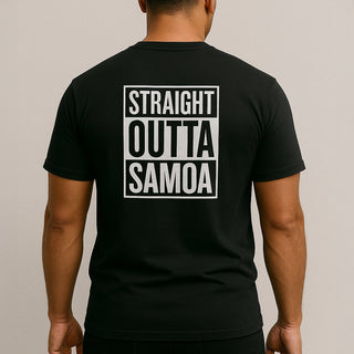 Black heavy unisex tee with the Straight Outta Samoa print, The Koko Samoa
