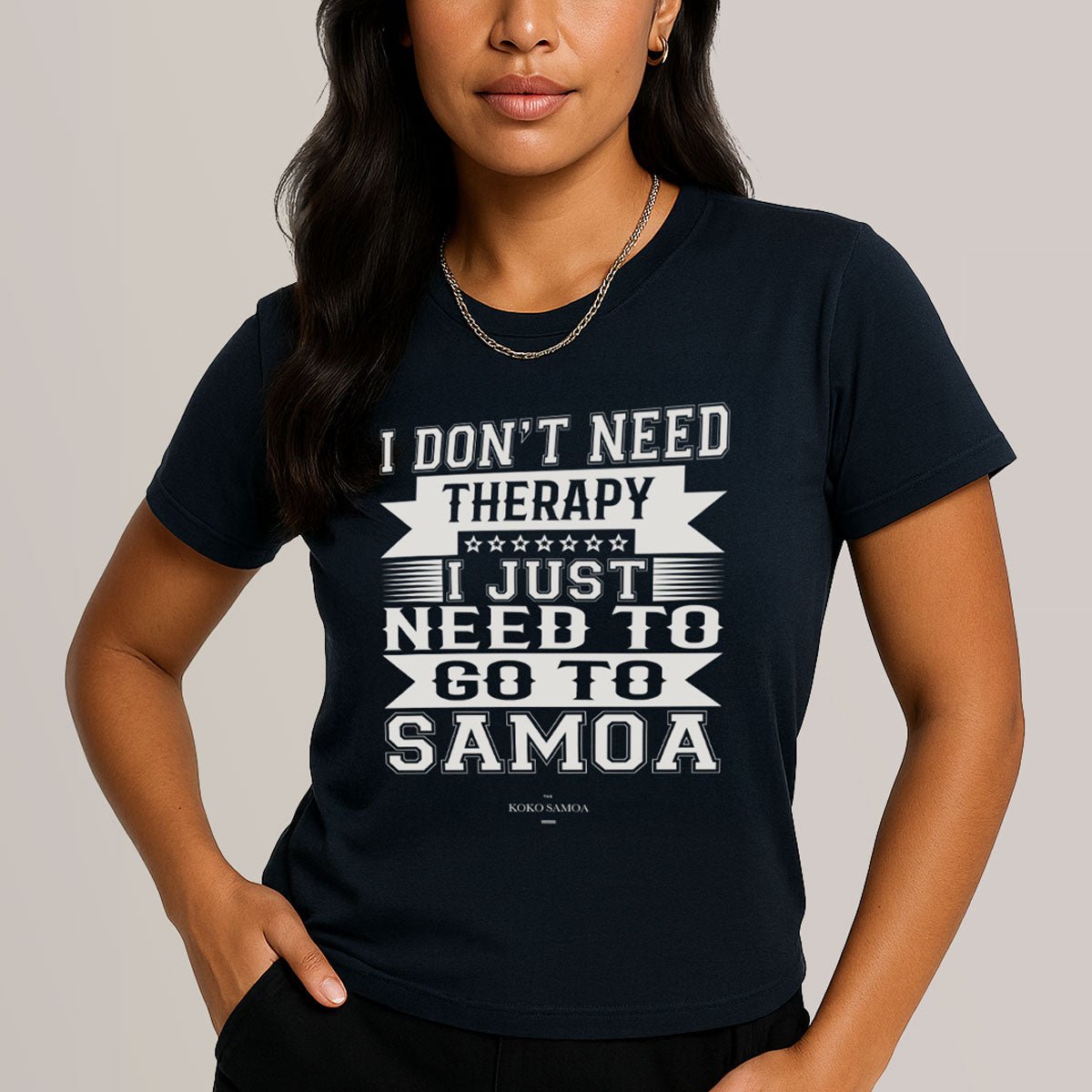 Charcoal soft unisex T-shirt with Samoan Therapy USA logo, featuring a comfortable fit and casual style.