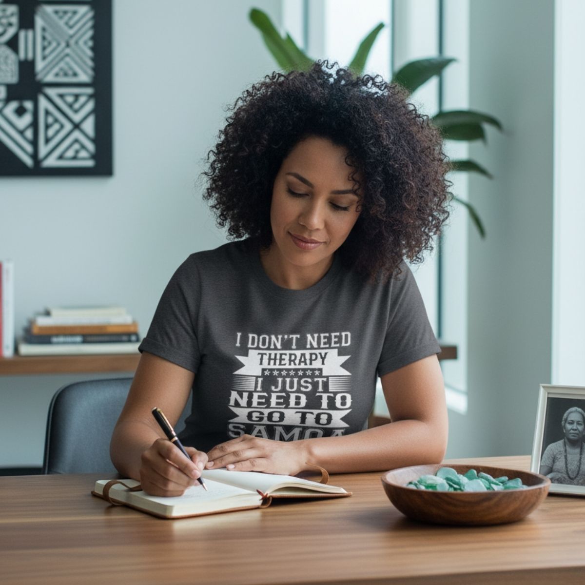 Charcoal soft unisex T-shirt from Samoan Therapy, featuring a comfortable fit and casual style.
