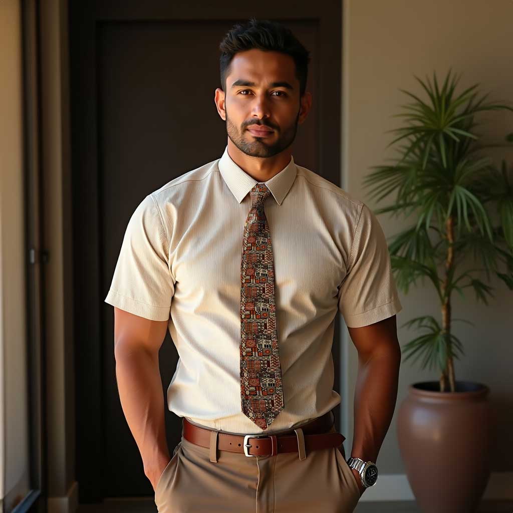 Elegant Elei necktie from MWW on Demand, one-size, featuring intricate patterns, perfect for formal or professional attire.