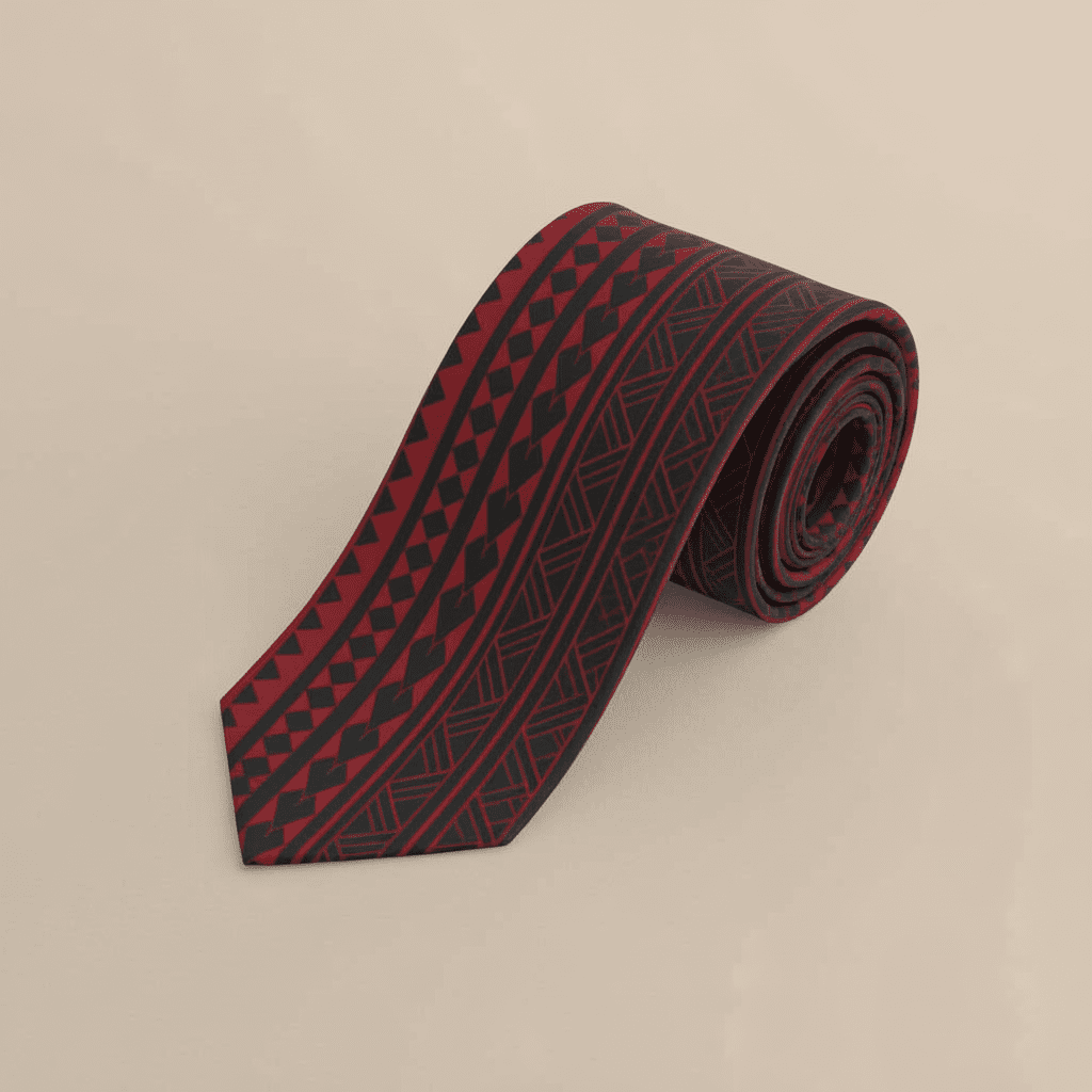 Red Warrior necktie by MWW on Demand featuring a bold, vibrant design perfect for formal or professional outfits.