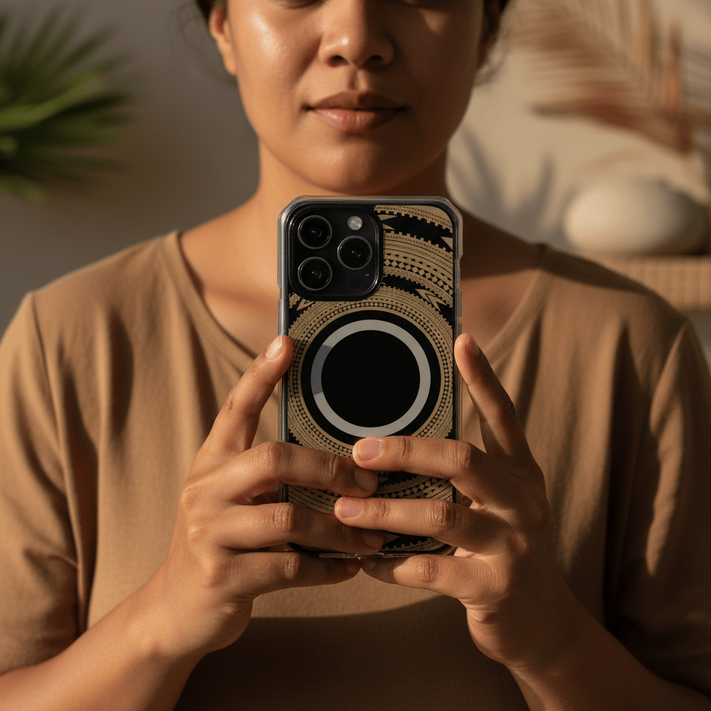 WOYC PasifikaOne MagSafe iPhone clear case with Pea Reversed design, showcasing a sleek transparent protective cover.