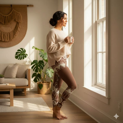 PasifikaOne Mid - Rise Leggings - Fiji Brown - AU/NZ/USA - The Koko Samoa