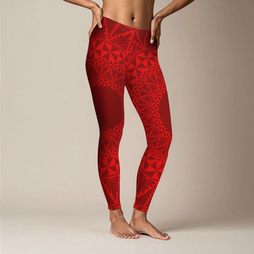 PasifikaOne Mid-Rise Leggings - Tonga Red - AU/NZ/USA