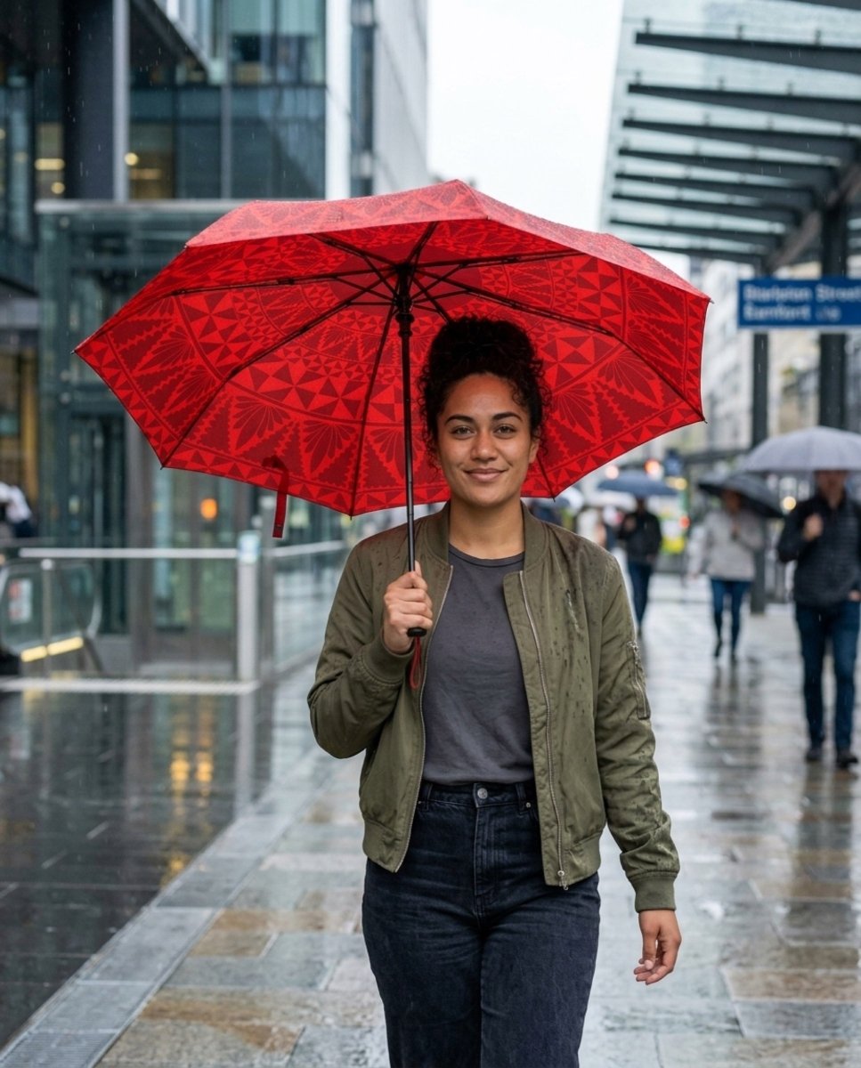 PasifikaOne Umbrella - 48"/122cm - Tongan RED - AU/NZ - The Koko Samoa