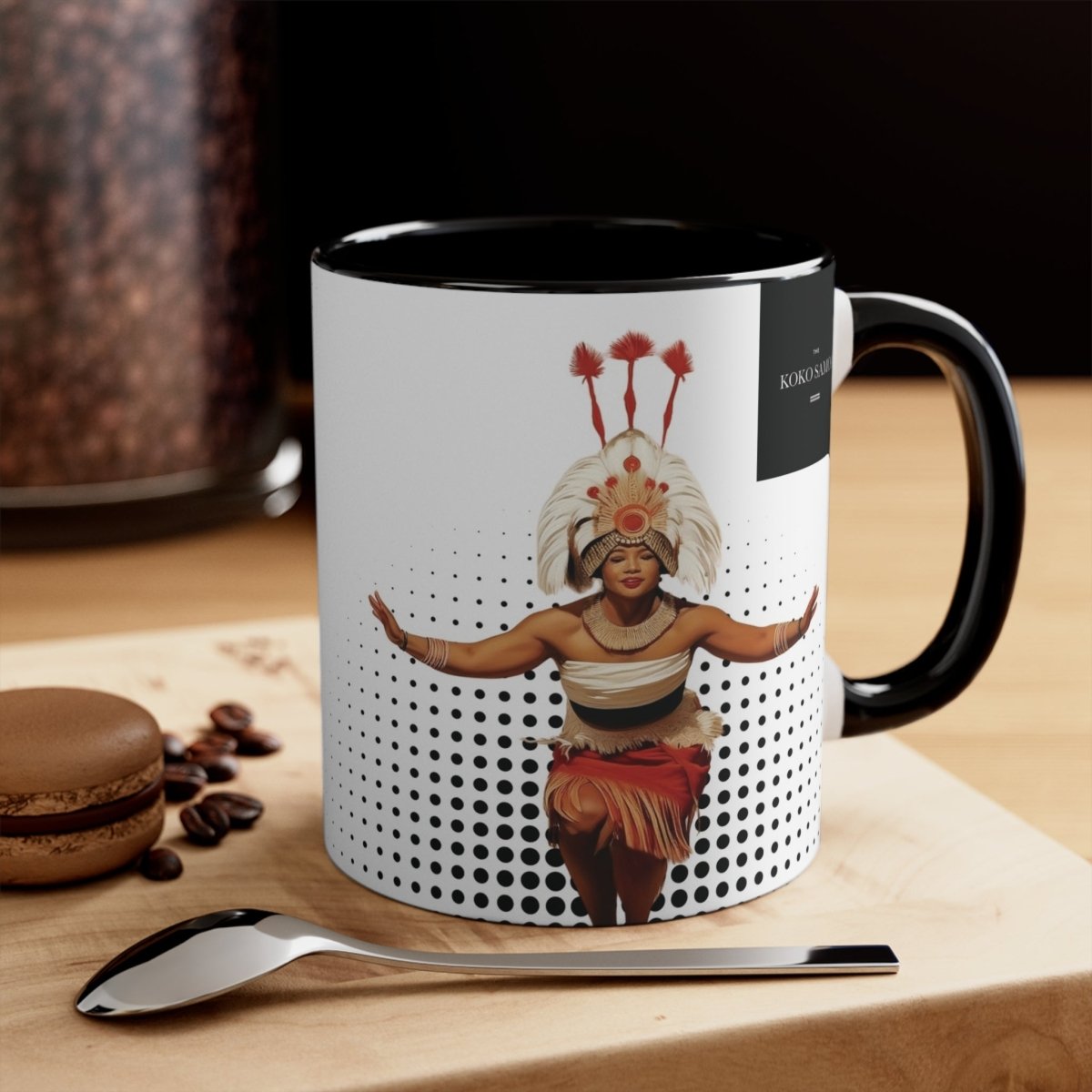 Black LimaLuxe™ 325ml Taupou mug by Prima Printing, featuring a sleek design and comfortable handle.