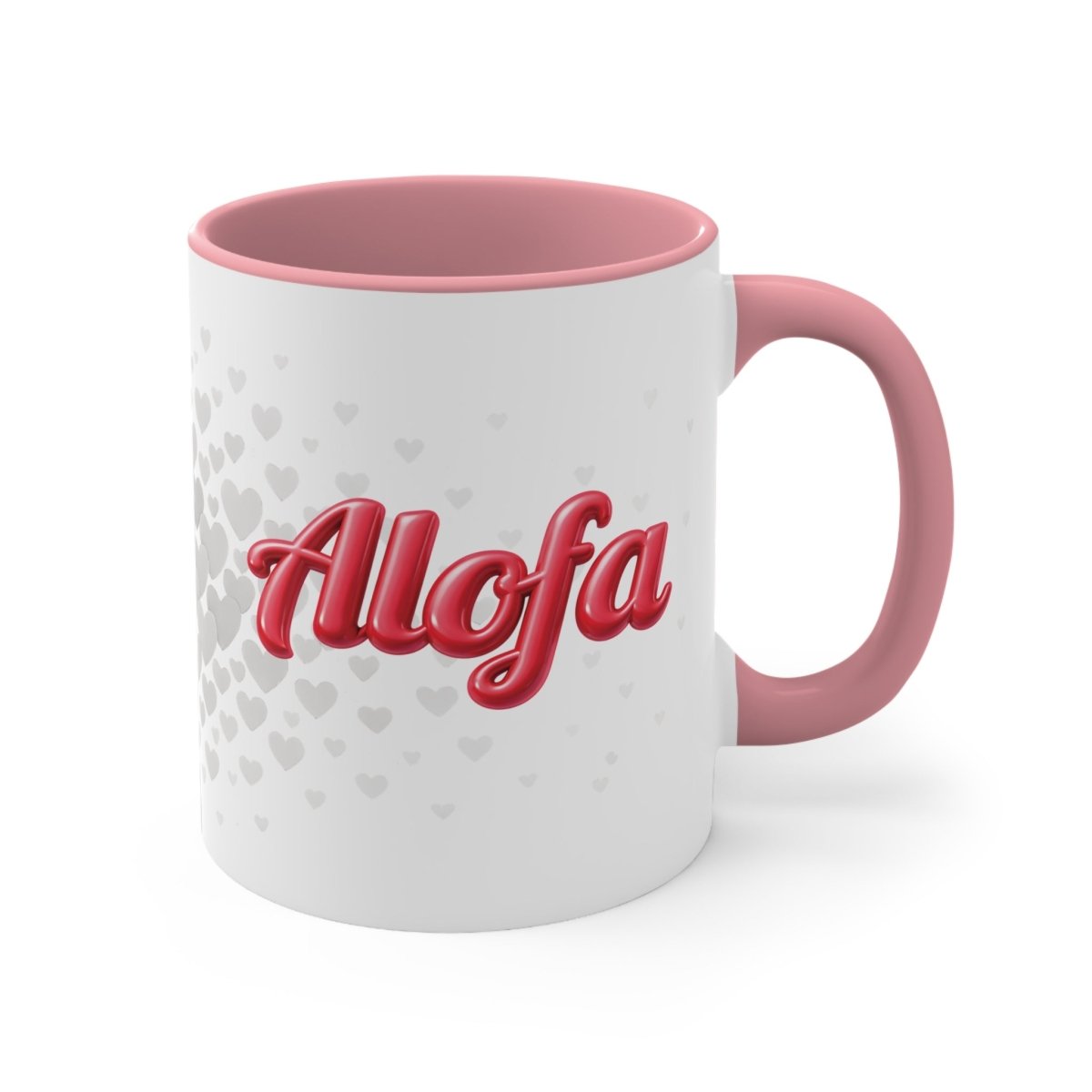 Pink LimaLuxe™ 325ml mug by Prima Printing featuring Alofa design, perfect for hot beverages in AU/NZ.
