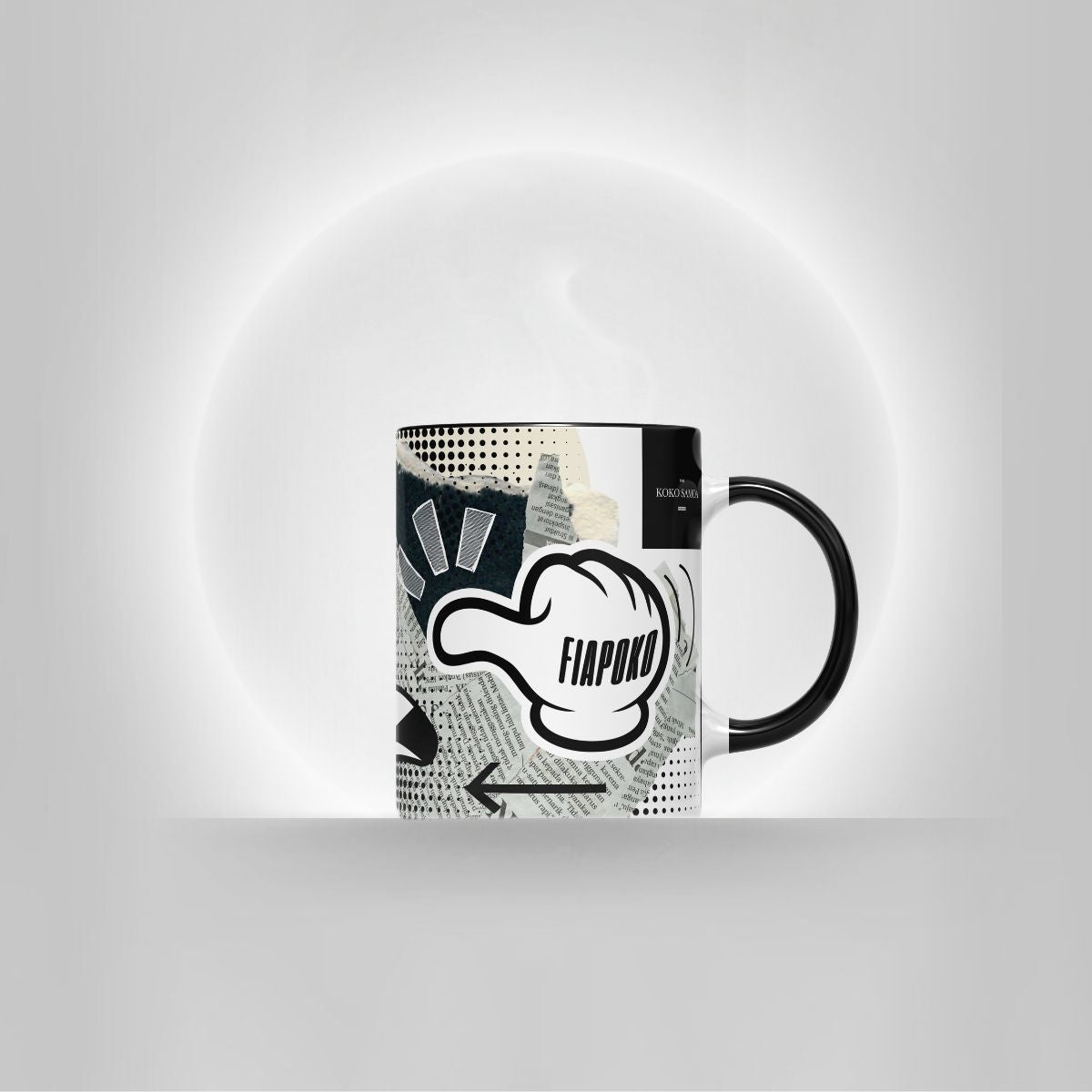 Black LimaLuxe™ 325ml mug with "Look At Fiapoko", featuring a sleek ceramic finish.