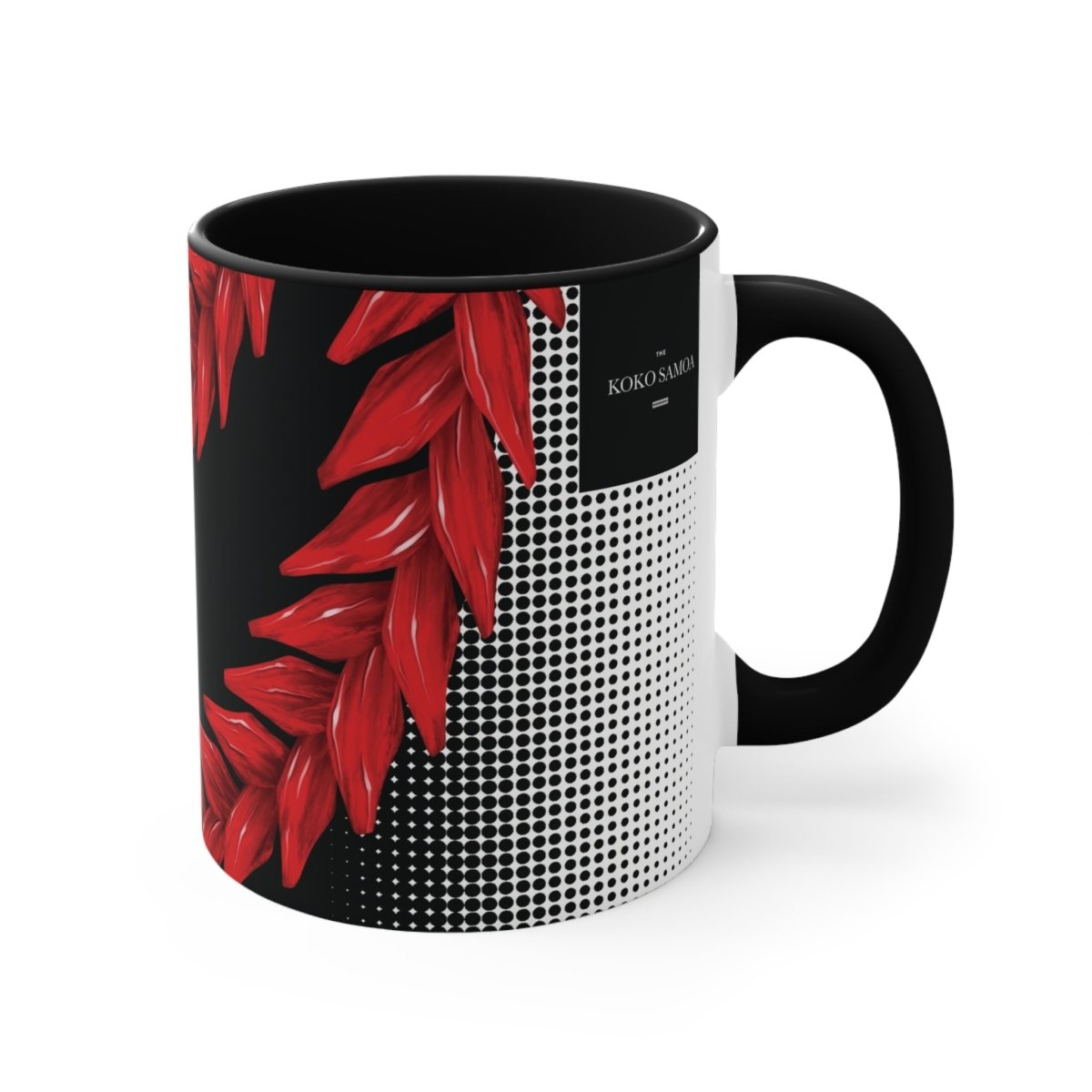 Black LimaLuxe™ 325ml mug featuring Ula Fala design by Prima Printing, perfect for hot beverages.