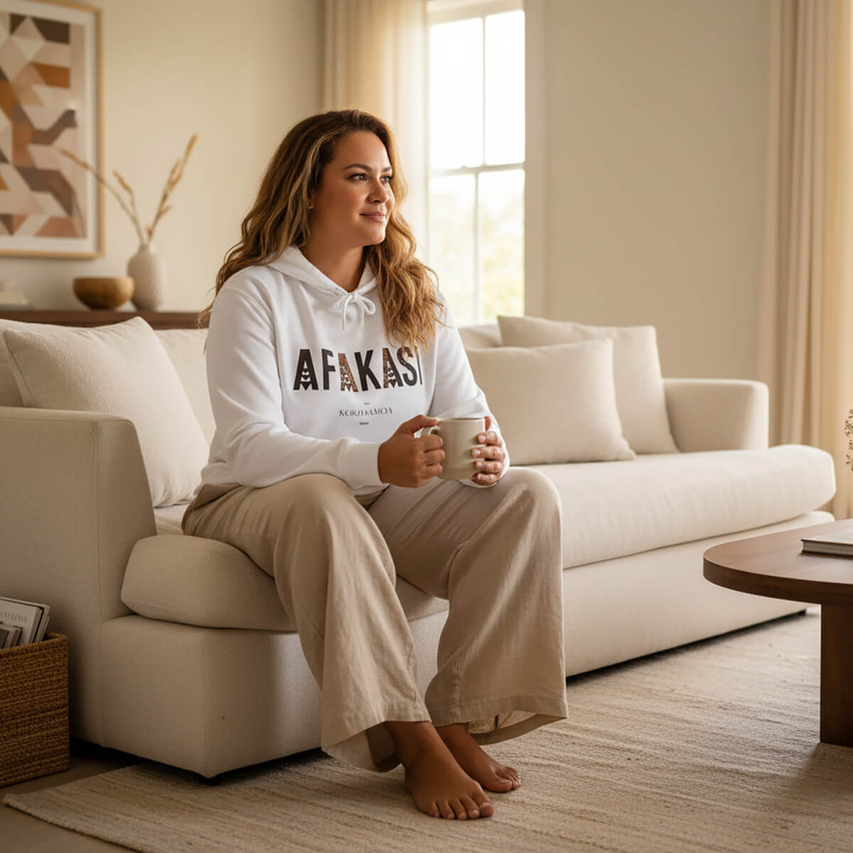 Black IslandSoft™ Hoodie, premium unisex hoodie in XS-XL size, featuring Afakasi design, USA-made.