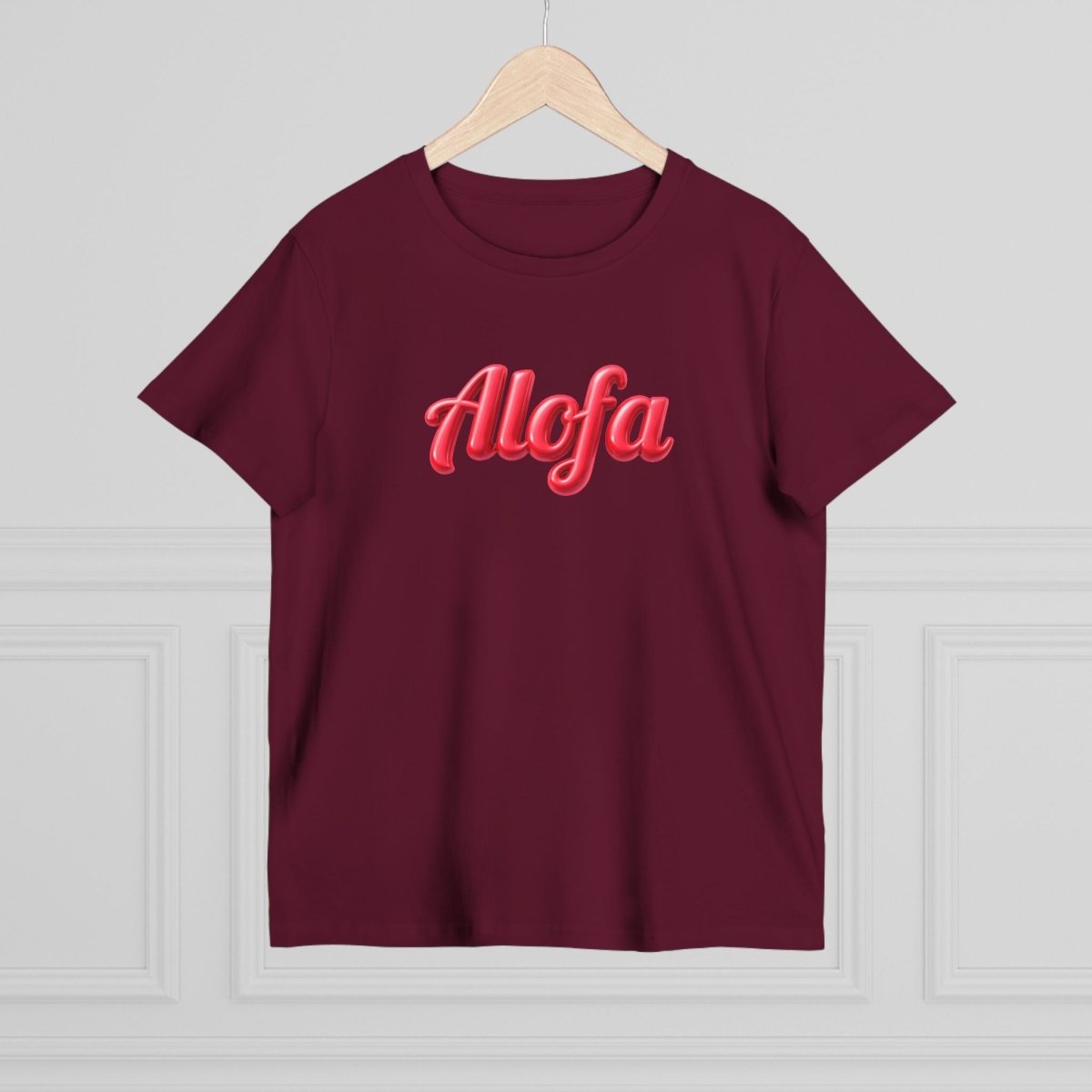 Black soft women's Maple Tee by Alofa, unisex style from The Print Bar, shown in XS size on a neutral background.