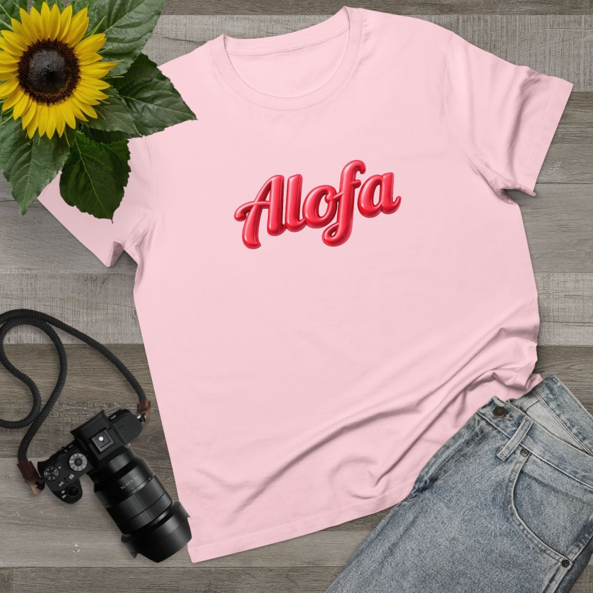 Unisex black soft women's Maple Tee by Alofa, featuring a comfortable fit and casual style, displayed on a plain background.