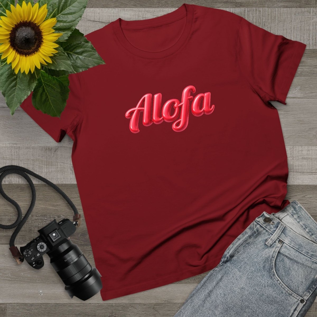 Black women's Maple Tee by Alofa, unisex soft tee from The Print Bar, featuring a comfortable fit and casual style.