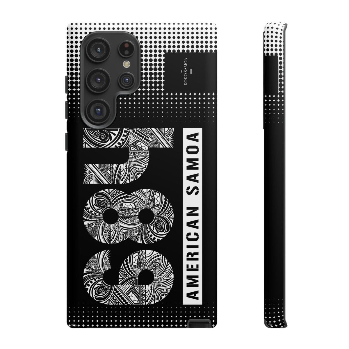 Samsung Tough Phone Case by Printify featuring tropical Samoa design, protective cover for Galaxy phones with vibrant artwork.