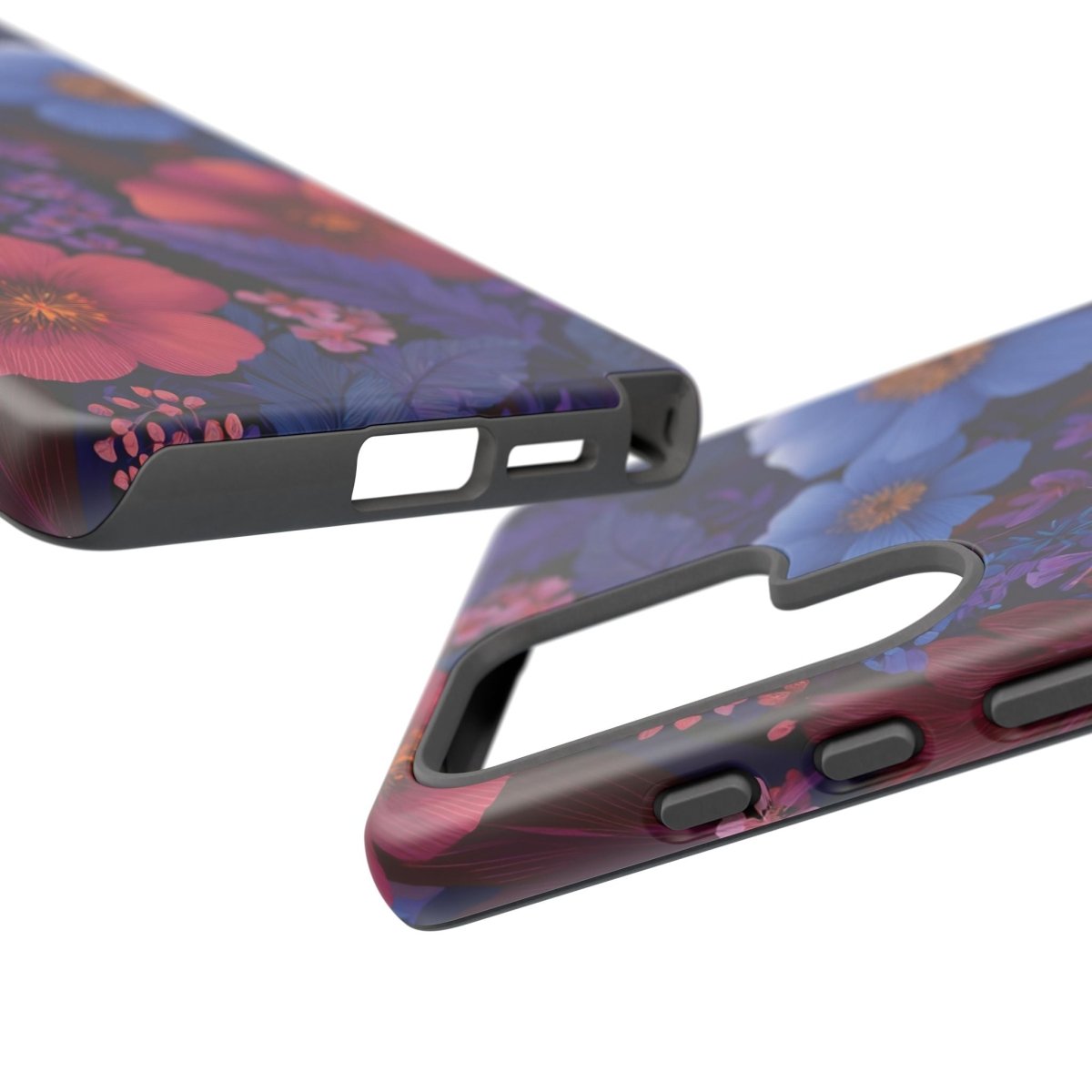 Samsung Tough Phone Case with Lavender Tropics design by Printify, featuring vibrant tropical floral pattern on a durable phone case.